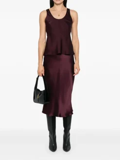 Bar Silk Skirt - Bordeaux