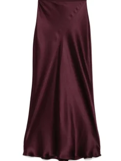 Bar Silk Skirt - Bordeaux