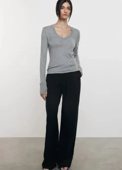 Cashmere Easy Cuffed Uneck