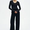 Cashmere Jersey Easy Cuffed Uneck