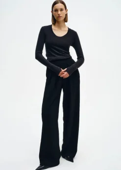 Cashmere Jersey Easy Cuffed Uneck