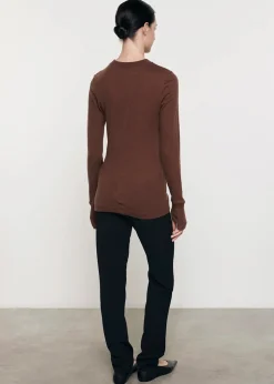 Cashmere Jersey Easy Cuffed Crew