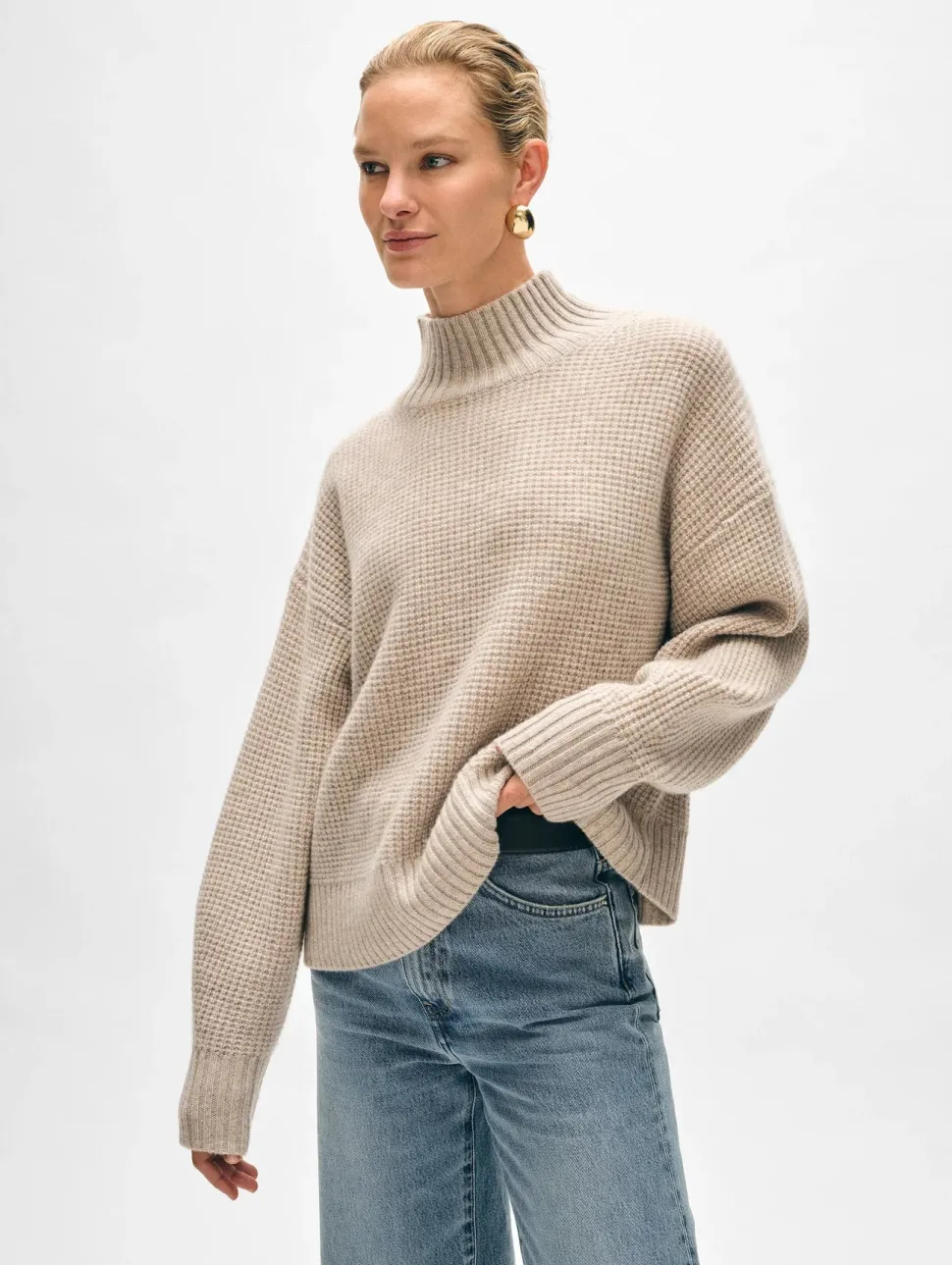 Cashmere Waffle Standneck