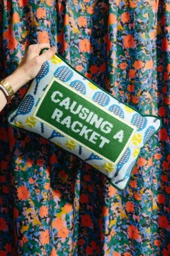 Causing A Racket Needlepoint Pillow