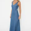 Denim Vneck Slip Dress