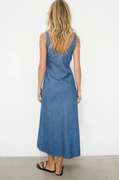 Denim Vneck Slip Dress