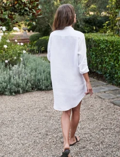 Mary Classic Shirtdress - White Linen