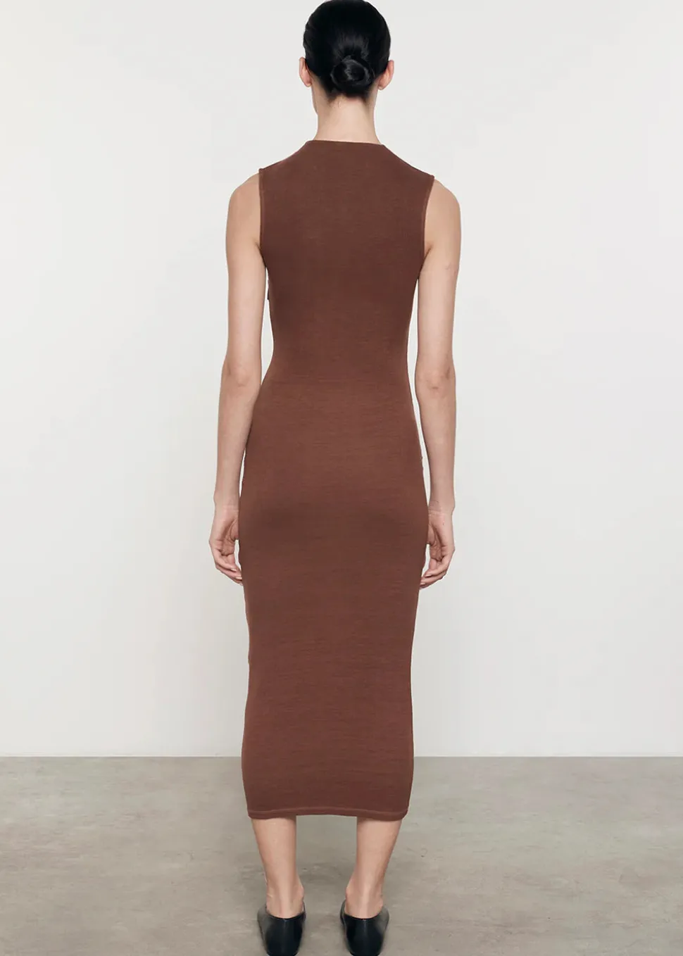 Silk Rib Knit Twist Midi Dress