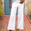Wexford Wide Leg Linen Pant - White Linen