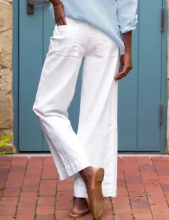 Wexford Wide Leg Linen Pant - White Linen