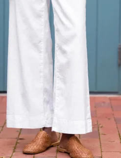 Wexford Wide Leg Linen Pant - White Linen